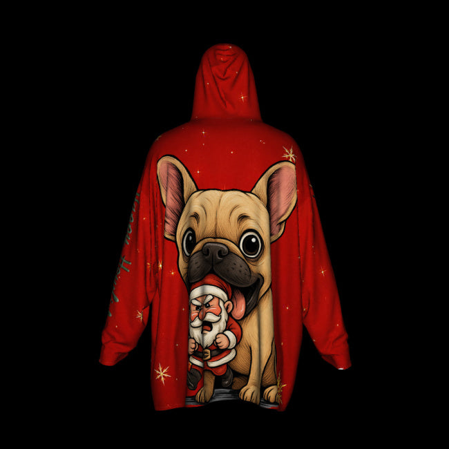 Happy Howlidays - Fawn French bulldog. Cosy Oversized Christmas Hoodie - Your Personal Cloud of Comfort.