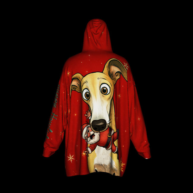 Happy Howlidays - Italian Greyhound/Greyhound, Whippet and Lurcher. Cosy Oversized Christmas Hoodie - Your Personal Cloud of Comfort.