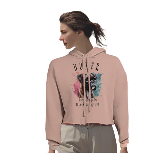 Boxer brindle - Sparkly Solid Brindle Boxer with Mob text. Women's Cropped Hoodie | Bella + Canvas 7502