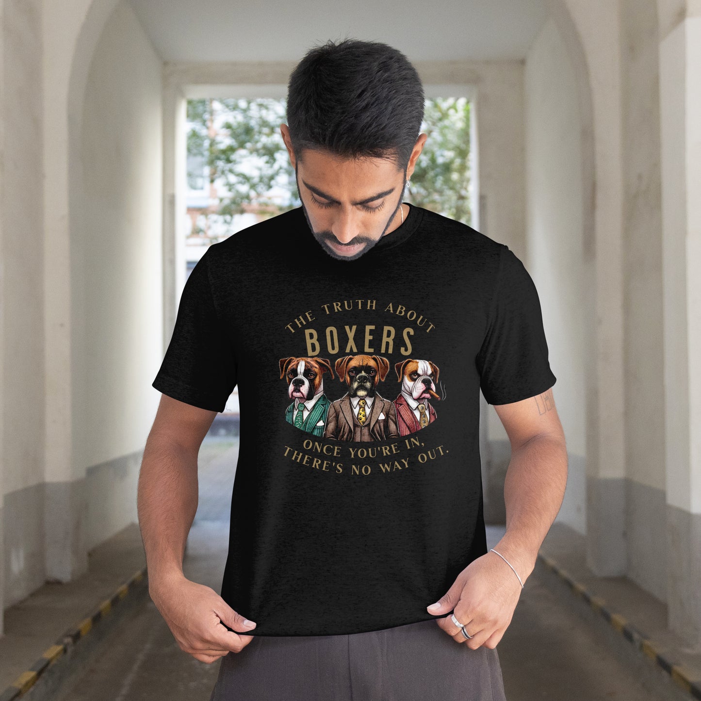 Boxers with Mob Text - Premium Unisex Crewneck T-shirt | Bella + Canvas 3001