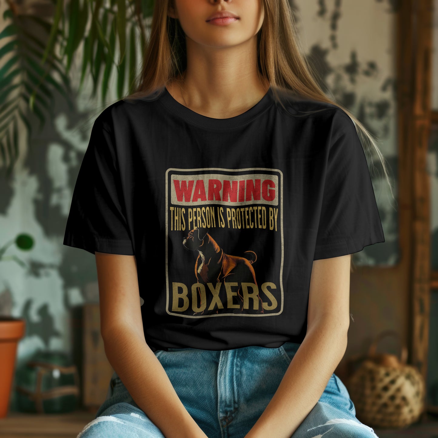 Warning This Person Is Protected By Boxers. Premium Unisex Crewneck T-shirt | Bella + Canvas 3001