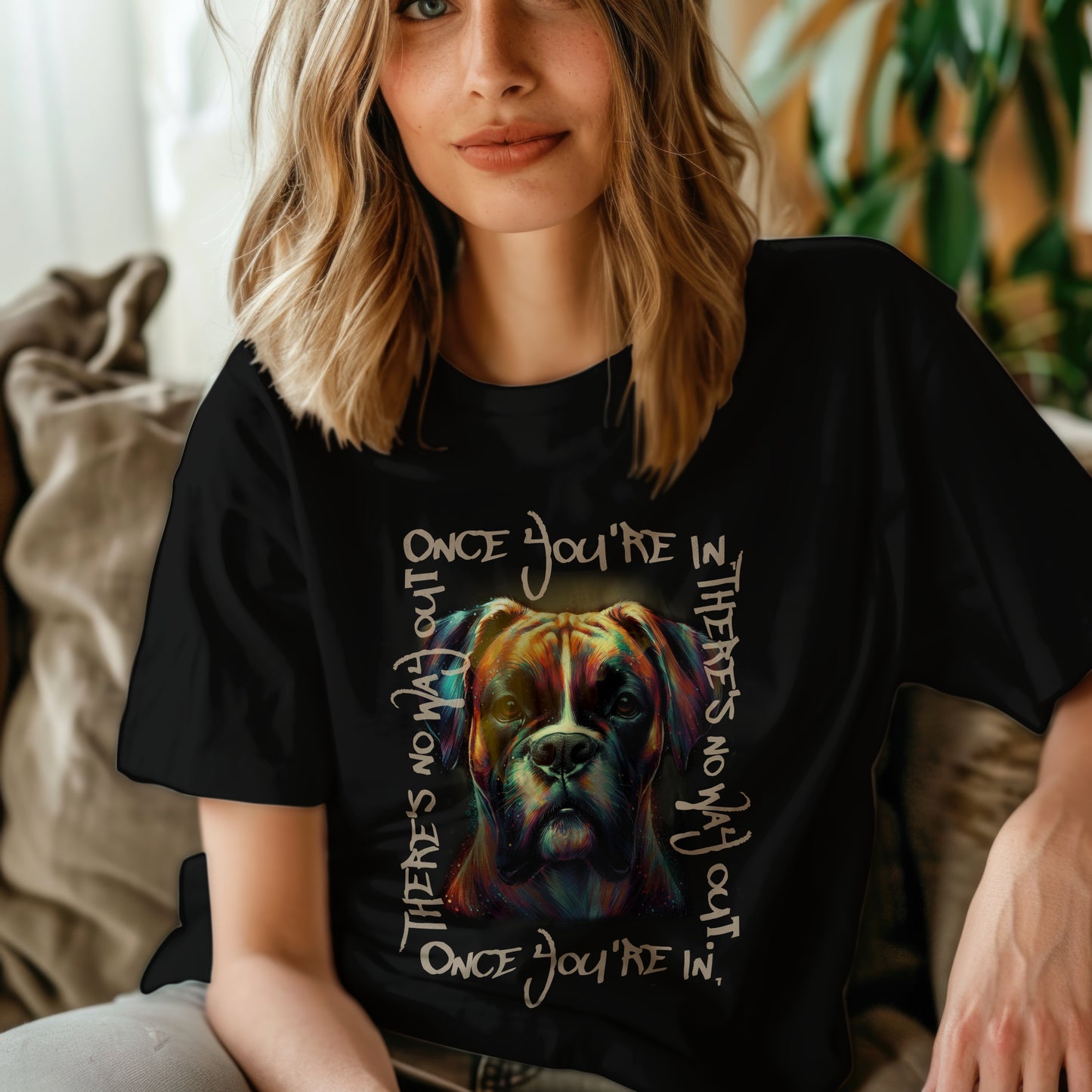 Brindle Boxer - Once You're In, There's No Way Out. | Bella + Canvas 3001 Black
