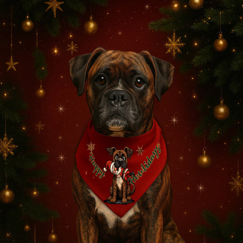 Christmas Solid Brindle Boxer Bandana-