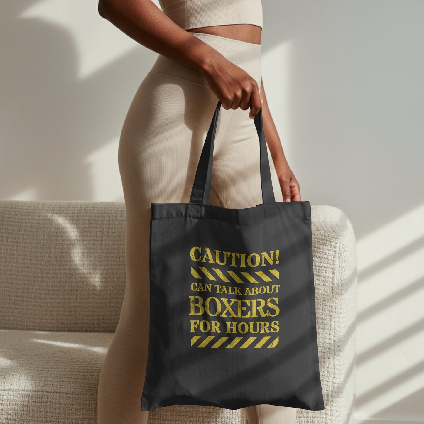 Caution! Can Talk About Boxers.. - Boxer. Print on one side. - Organic Long Handles Tote Bag | SOL'S Stockholm 04091