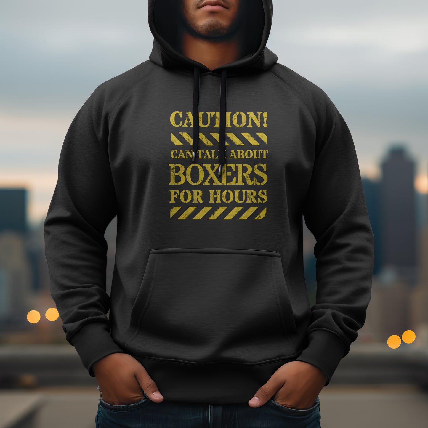 Caution! Can Talk About Boxers.. - Boxer. Front print only. Classic Unisex Pullover Hoodie | Gildan® 18500