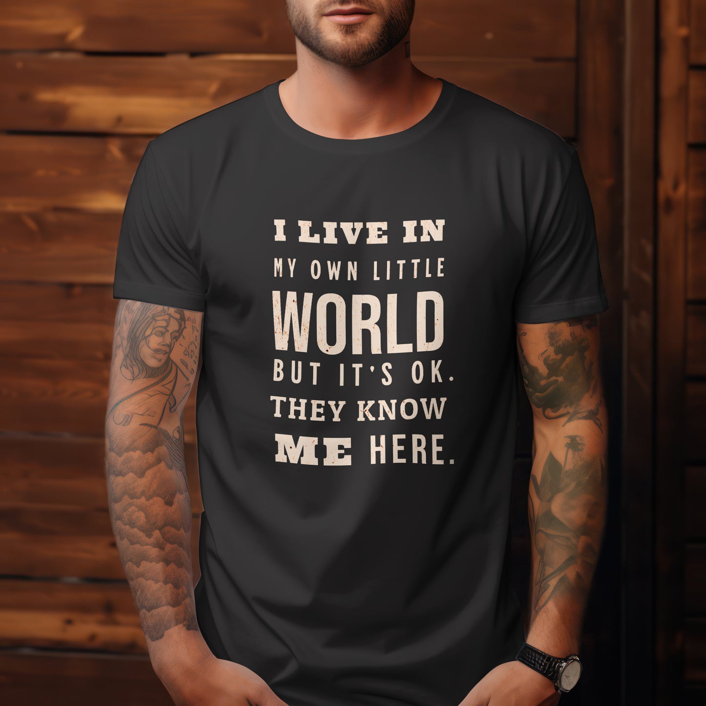 I Live In My Own Little World... - Premium Unisex Crewneck T-shirt | Bella + Canvas 3001