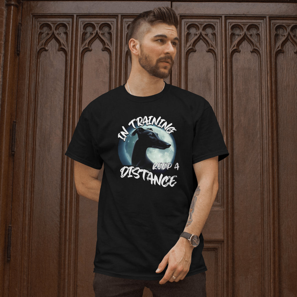 In Training - Italian Greyhound/Whippet In Moonlight. Front And Back Print. Premium Unisex Crewneck T-shirt | Bella + Canvas 3001