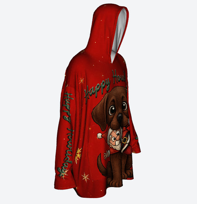 Happy Howlidays - Chocolate Labrador. Cosy Oversized Christmas Hoodie - Your Personal Cloud of Comfort.