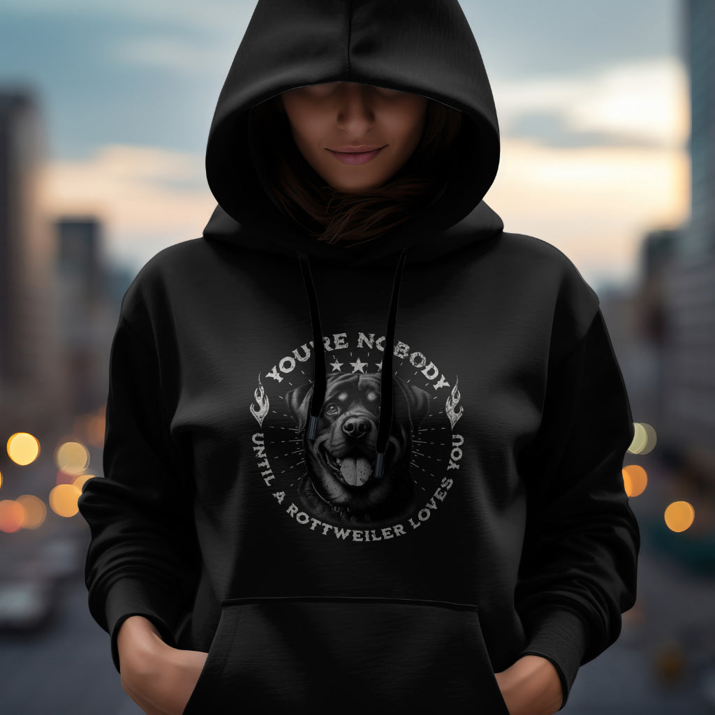 Rottweiler - You're Nobody Until A Rottweiler Loves You. Classic Unisex Pullover Hoodie | Gildan® 18500