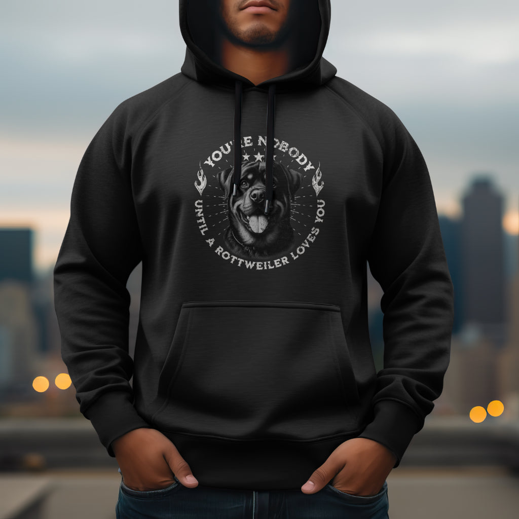 Rottweiler - You're Nobody Until A Rottweiler Loves You. Classic Unisex Pullover Hoodie | Gildan® 18500