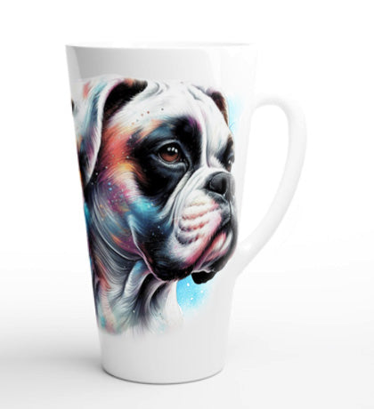 Boxer white - Sparkly White Boxer Dog. White Latte 17oz Ceramic Mug