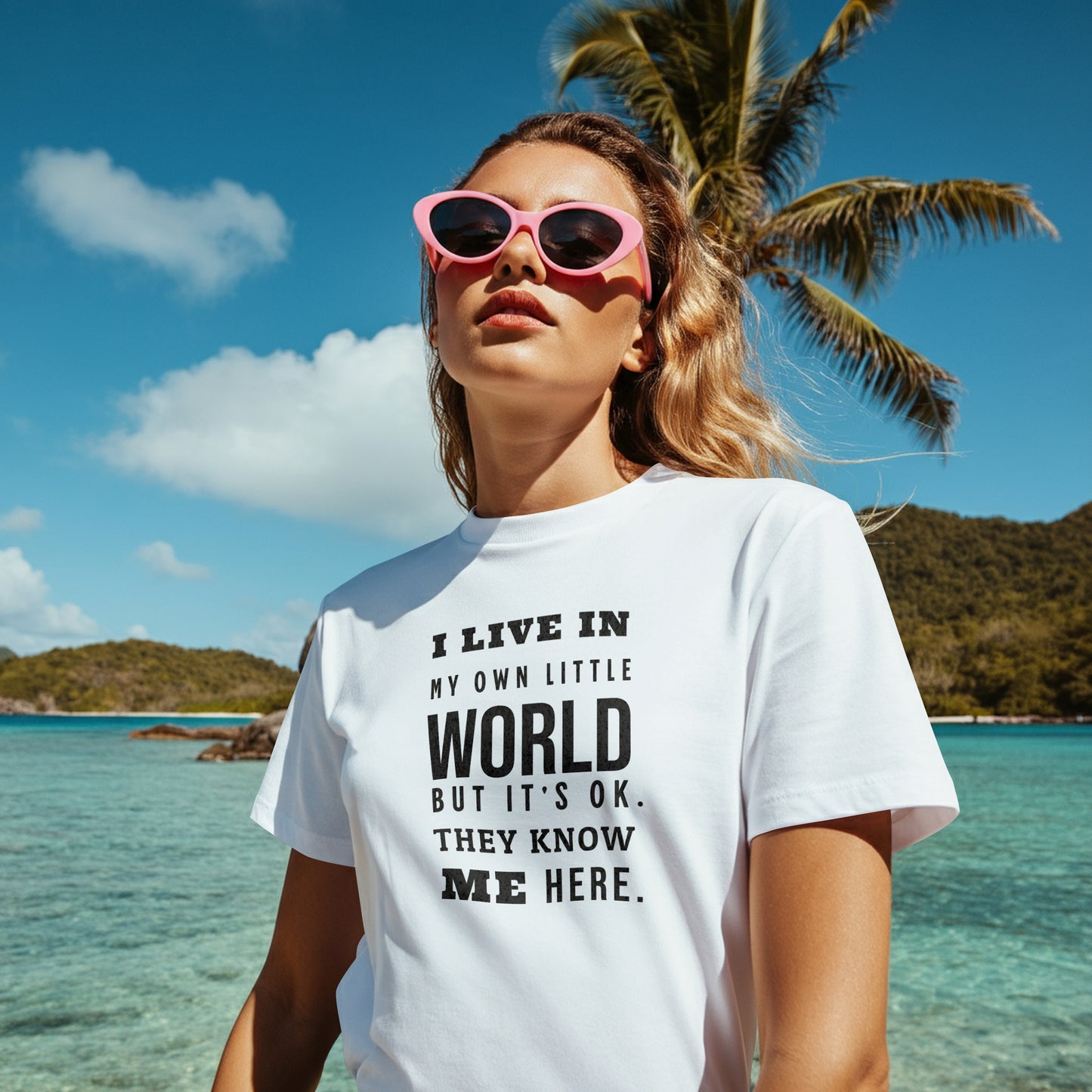 I Live In My Own Little World... - Premium Unisex Crewneck T-shirt | Bella + Canvas 3001