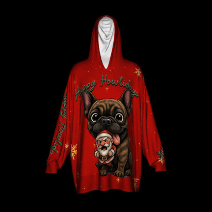 Happy Howlidays - Brindle French bulldog. Cosy Oversized Christmas Hoodie  - Your Personal Cloud of Comfort.