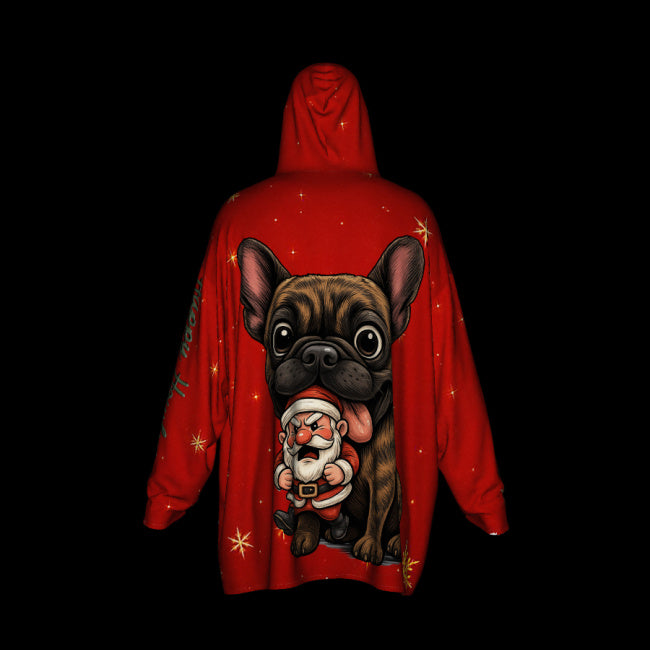 Happy Howlidays - Brindle French bulldog. Cosy Oversized Christmas Hoodie  - Your Personal Cloud of Comfort.