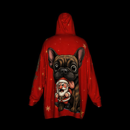 Happy Howlidays - Brindle French bulldog. Cosy Oversized Christmas Hoodie  - Your Personal Cloud of Comfort.