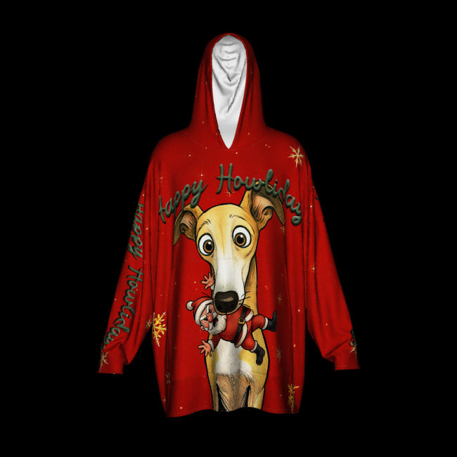 Happy Howlidays - Italian Greyhound/Greyhound, Whippet and Lurcher.  Cosy Oversized Christmas Hoodie  - Your Personal Cloud of Comfort.