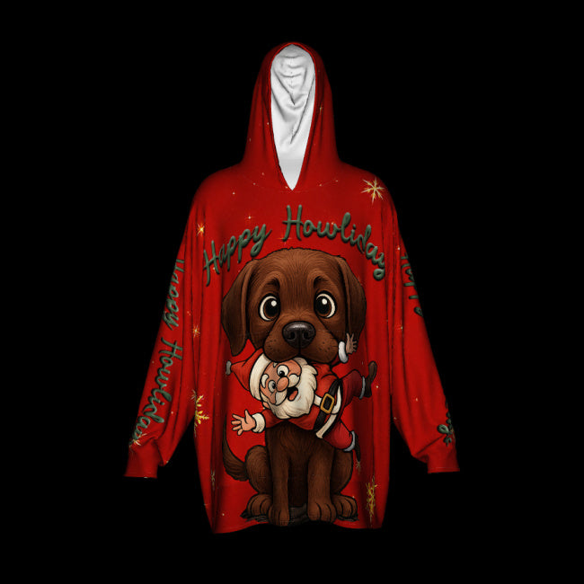 Happy Howlidays - Chocolate Labrador. Cosy Oversized Christmas Hoodie  - Your Personal Cloud of Comfort.
