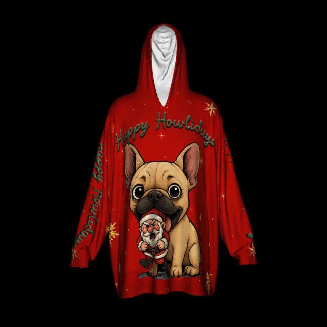 Happy Howlidays - Fawn French bulldog. Cosy Oversized Christmas Hoodie  - Your Personal Cloud of Comfort.