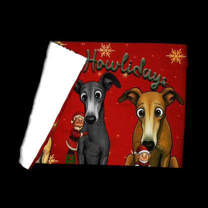 Happy Howlidays - Italian Greyhound/Greyhound, Whippet and Lurcher. Christmas Blanket with One-Sided AOP Print