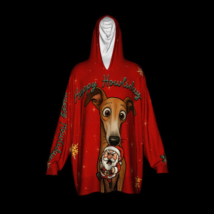 Happy Howlidays - Italian Greyhound/Greyhound, Whippet and Lurcher.  Cosy Oversized Christmas Hoodie  - Your Personal Cloud of Comfort.
