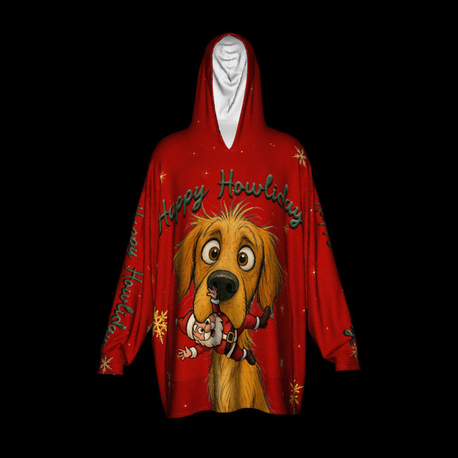 Happy Howlidays Golden Retriever.  Cosy Oversized Christmas Hoodie  - Your Personal Cloud of Comfort.