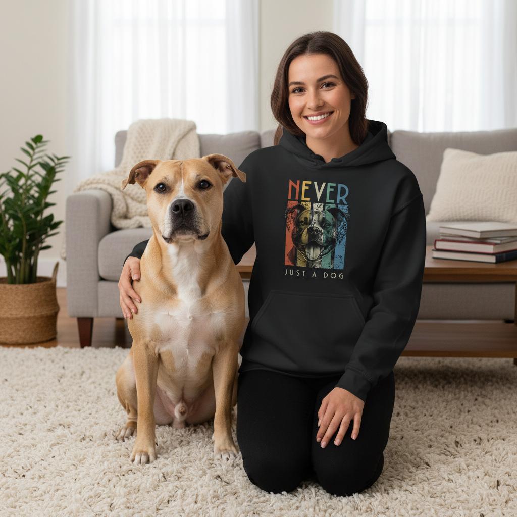 Retro Amstaff - Never Just A Dog. - Classic Unisex Pullover Hoodie | Gildan® 18500