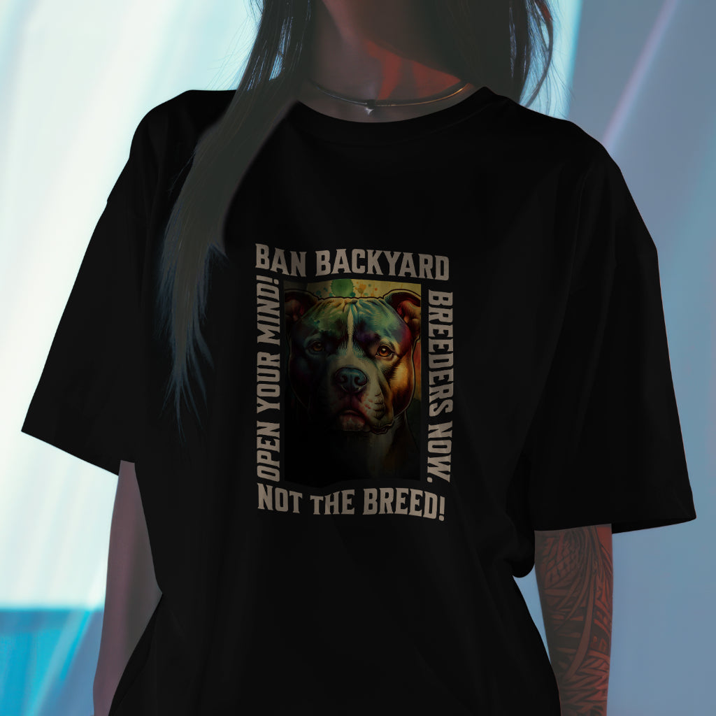 Staffies/Bullies Text Ban Backyard Breeders, Not The Breed! Premium Unisex Crewneck T-shirt | Bella + Canvas 3001