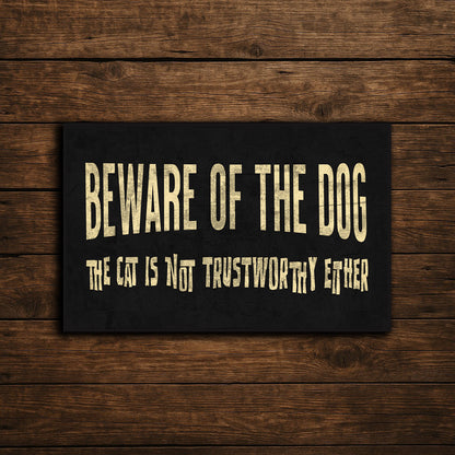 Humorous Beware of the Dog Aluminum Print – Witty Pet Warning Sign
