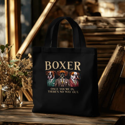 Boxer with Mob text. Organic Long Handles Tote Bag | SOL'S Stockholm 04091