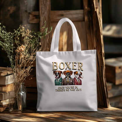 Boxer with Mob text. Organic Long Handles Tote Bag | SOL'S Stockholm 04091