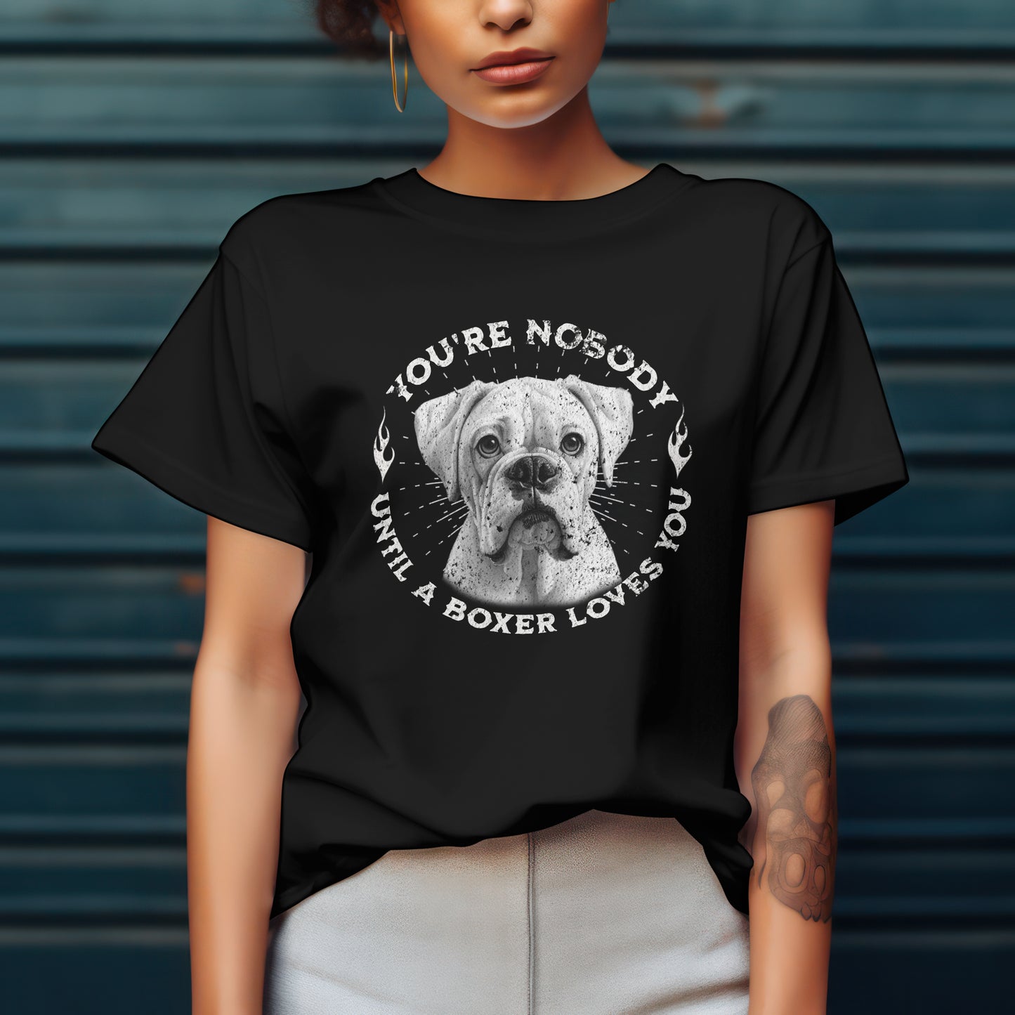 You're Nobody Until A Boxer Loves You - White Boxer. Premium Unisex Crewneck T-shirt | Bella + Canvas 3001