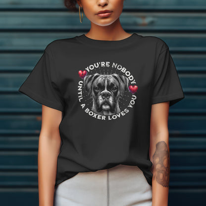 Boxer with Hearts- You're Nobody Until A Boxer Loves You. Premium Unisex Crewneck T-shirt | Bella + Canvas 3001