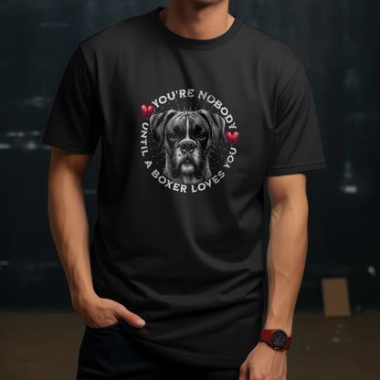 Boxer with Hearts- You're Nobody Until A Boxer Loves You. Premium Unisex Crewneck T-shirt | Bella + Canvas 3001