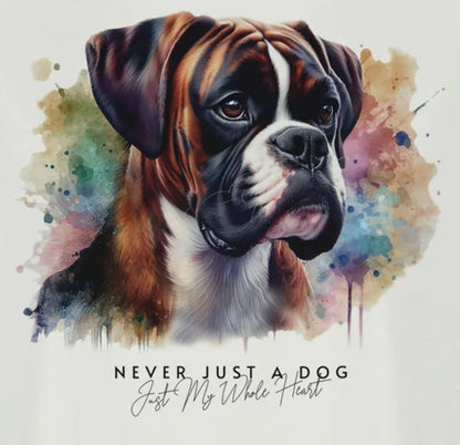 Brindle Boxer In Watercolors With A Text - Never Just A Dog. Just My Whole Heart.  Organic In Conversion Women's Oversized T-shirt | SOL'S Boxy Women 03807