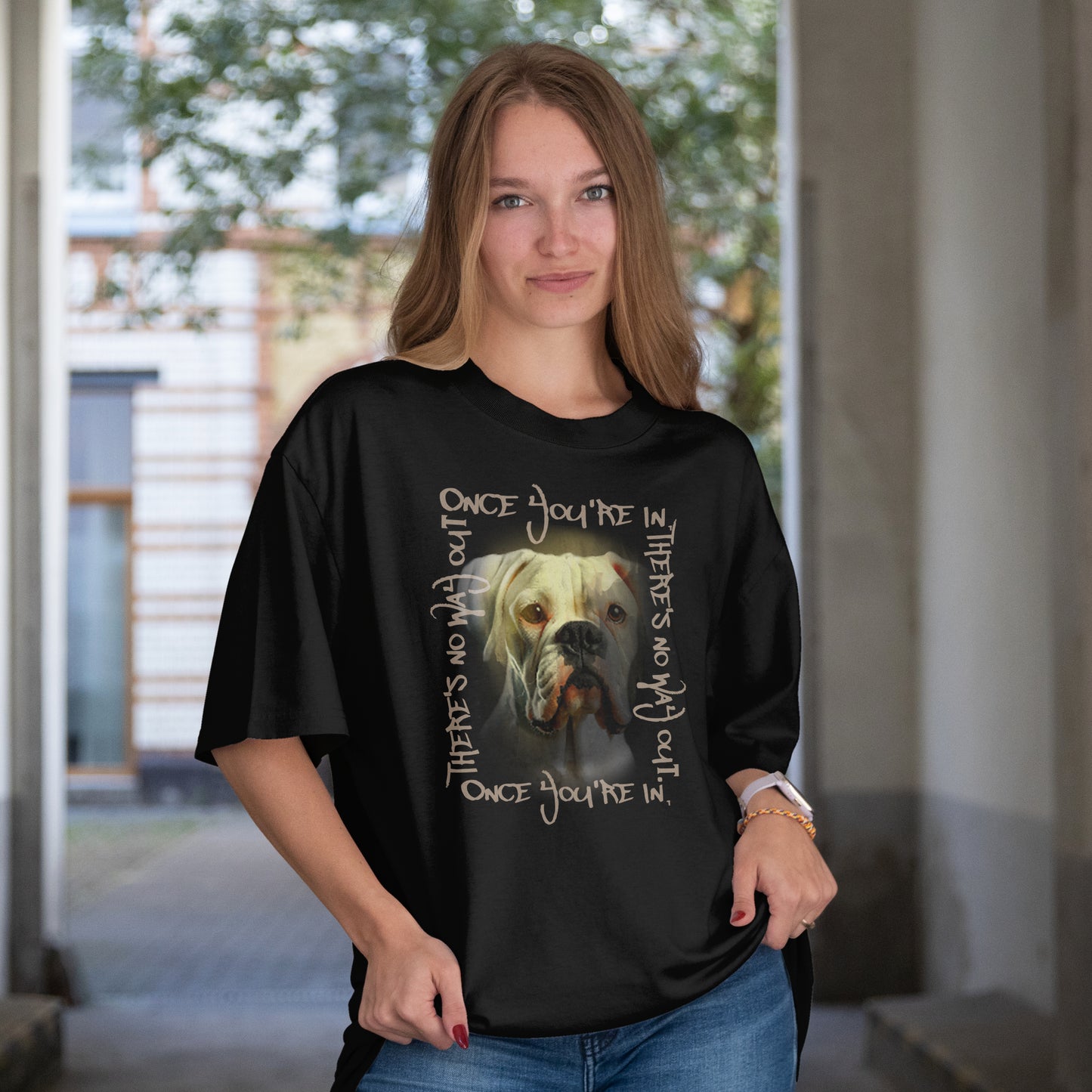 White Boxer - Once You're In, There's No Way Out. | Bella + Canvas 3001 Black