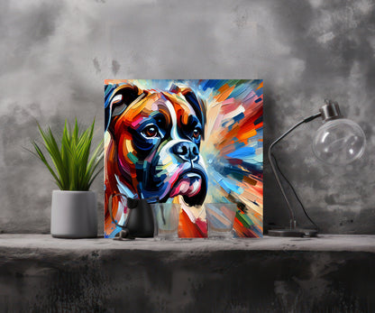 Colorful Boxer Dog Canvas Art – Vibrant Pet Portrait for Boxer Lovers