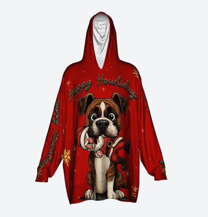 Happy Howlidays - Brindle Boxer. Cosy Oversized Christmas Hoodie  - Your Personal Cloud of Comfort.