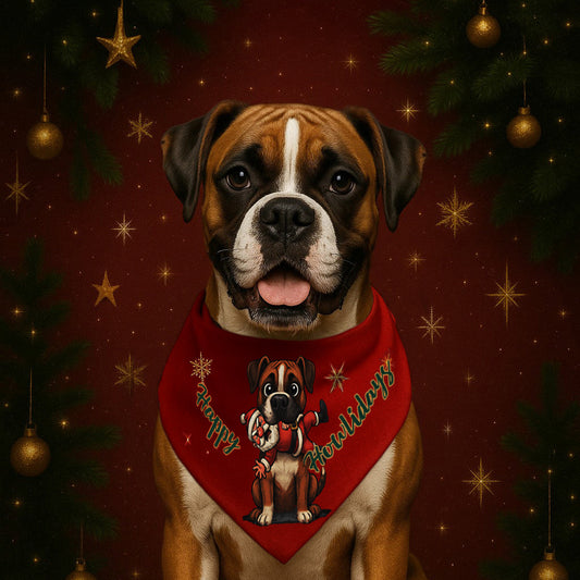 Christmas Fawn Boxer Bandana.