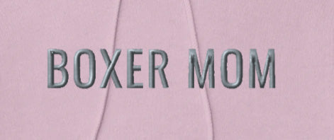 BOXER MOM - Classic Unisex Pullover Hoodie With Discreet Embroidered Text.