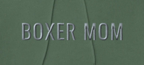 BOXER MOM - Classic Unisex Pullover Hoodie With Discreet Embroidered Text.