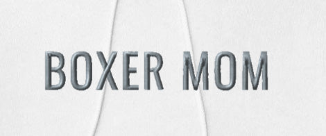 BOXER MOM - Classic Unisex Pullover Hoodie With Discreet Embroidered Text.
