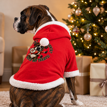 Boxer Christmas Hoodie - 'Santa? What Santa?' Festive Dog Jacket. Personalize Your Pup. Pick the Boxer illustration that looks most like your four-legged best friend!
