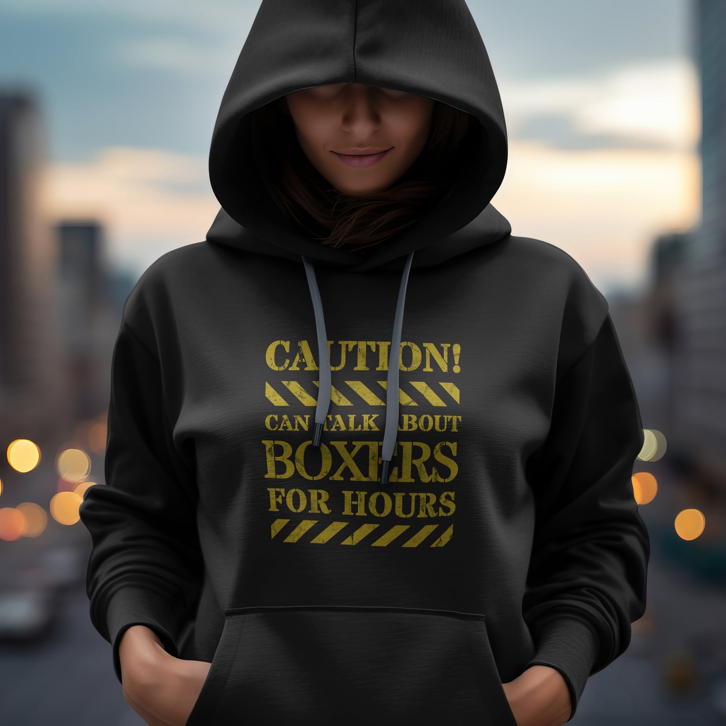 Caution! Can Talk About Boxers.. -  Boxer.  Front print only. Classic Unisex Pullover Hoodie | Gildan® 18500