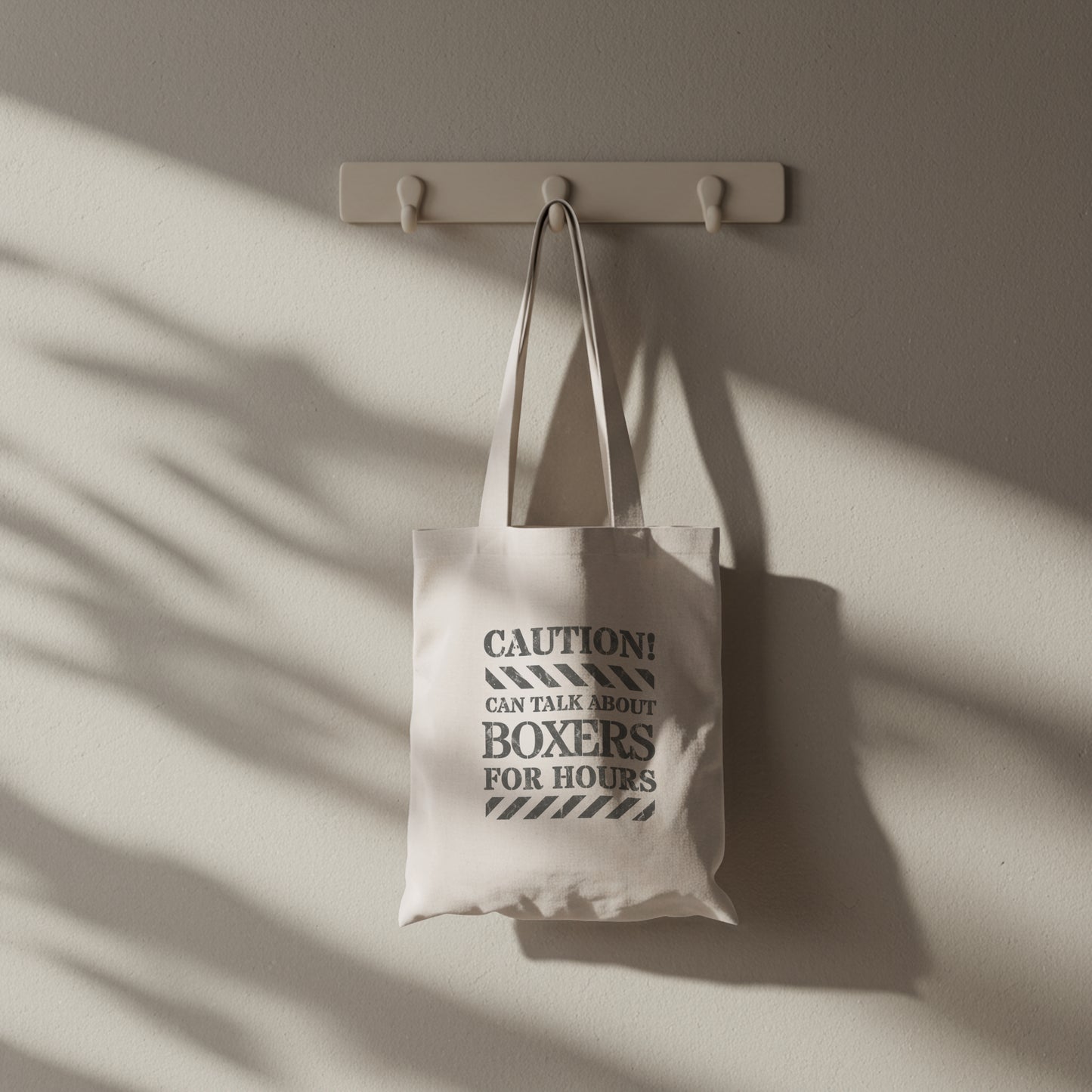 Caution! Can Talk About Boxers.. -  Boxer. Print on one side.  - Organic Long Handles Tote Bag | SOL'S Stockholm 04091