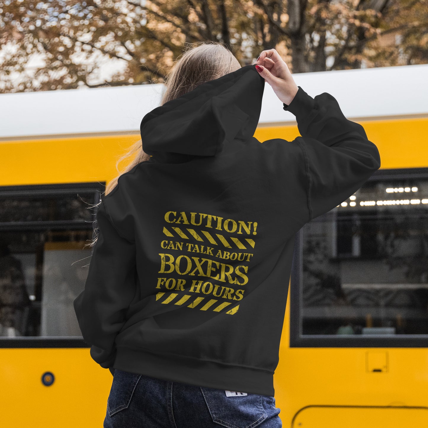 Caution! Can Talk About Boxers.. -  Boxer. Print front and back. Classic Unisex Pullover Hoodie | Gildan® 18500