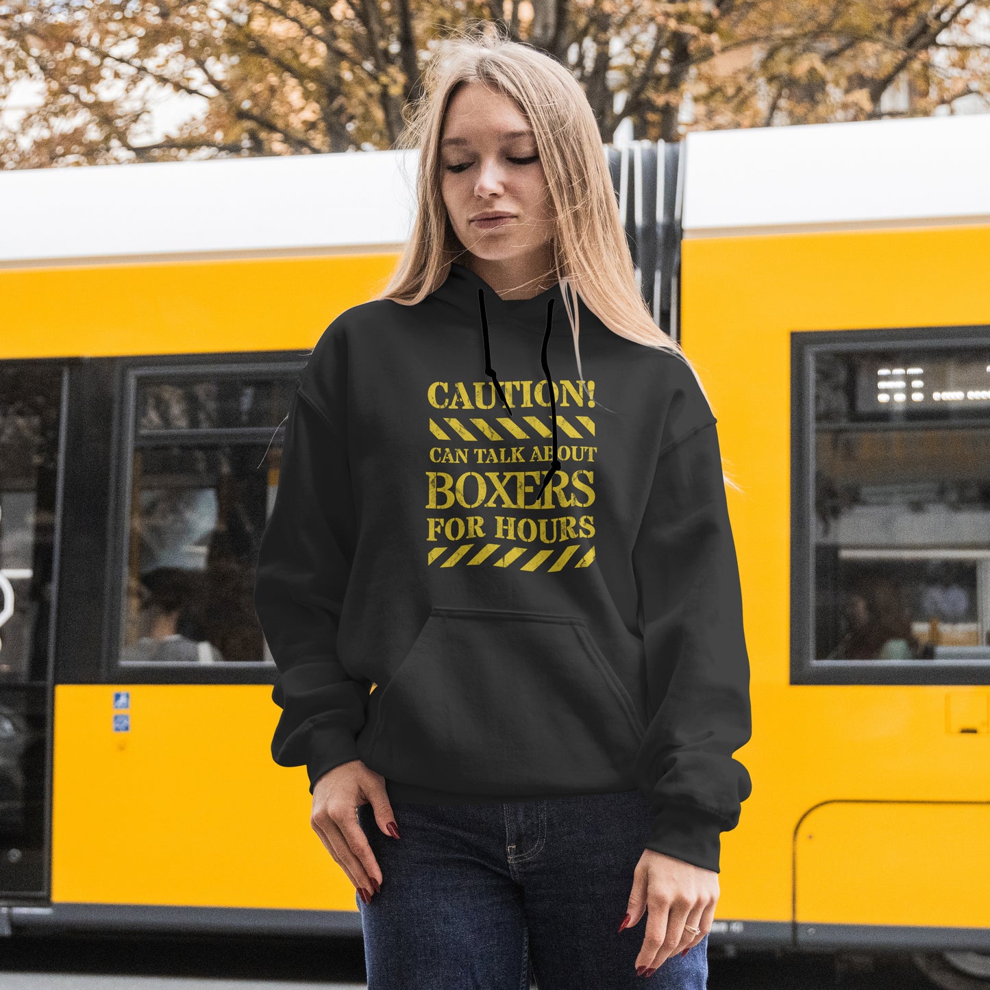 Caution! Can Talk About Boxers.. -  Boxer. Print front and back. Classic Unisex Pullover Hoodie | Gildan® 18500