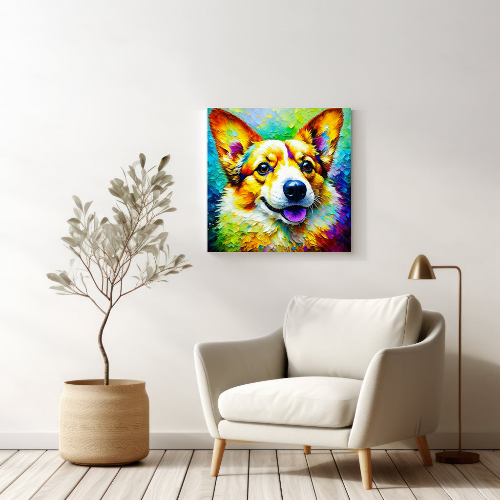 Colorful Corgi Canvas Print – Vibrant Art for Corgi Lovers