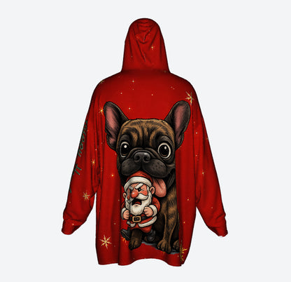 Happy Howlidays - Brindle French bulldog. Cosy Oversized Christmas Hoodie  - Your Personal Cloud of Comfort.