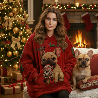 Happy Howlidays - Fawn French bulldog. Cosy Oversized Christmas Hoodie  - Your Personal Cloud of Comfort.