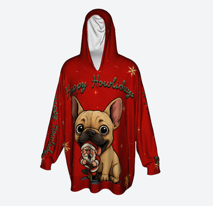 Happy Howlidays - Fawn French bulldog. Cosy Oversized Christmas Hoodie  - Your Personal Cloud of Comfort.